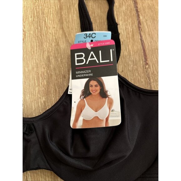 Bali Passion Seamless Full Coverage Underwire Minimizer Bra 3385 Black 34C NEW - Picture 2 of 4